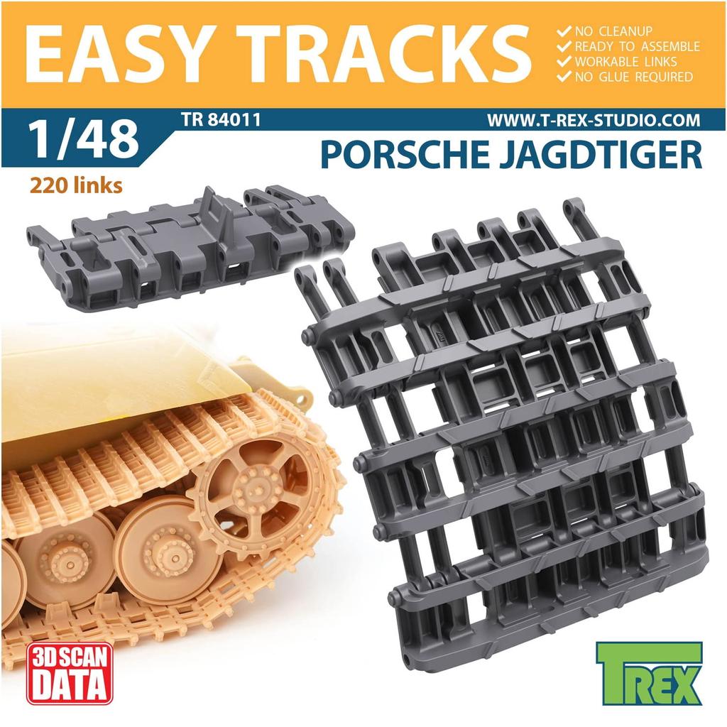 T-Rex Studios 1/48 World War II German Jagdtiger Porsche-type Suspension Tracks for Plastic Model Kits TR84011