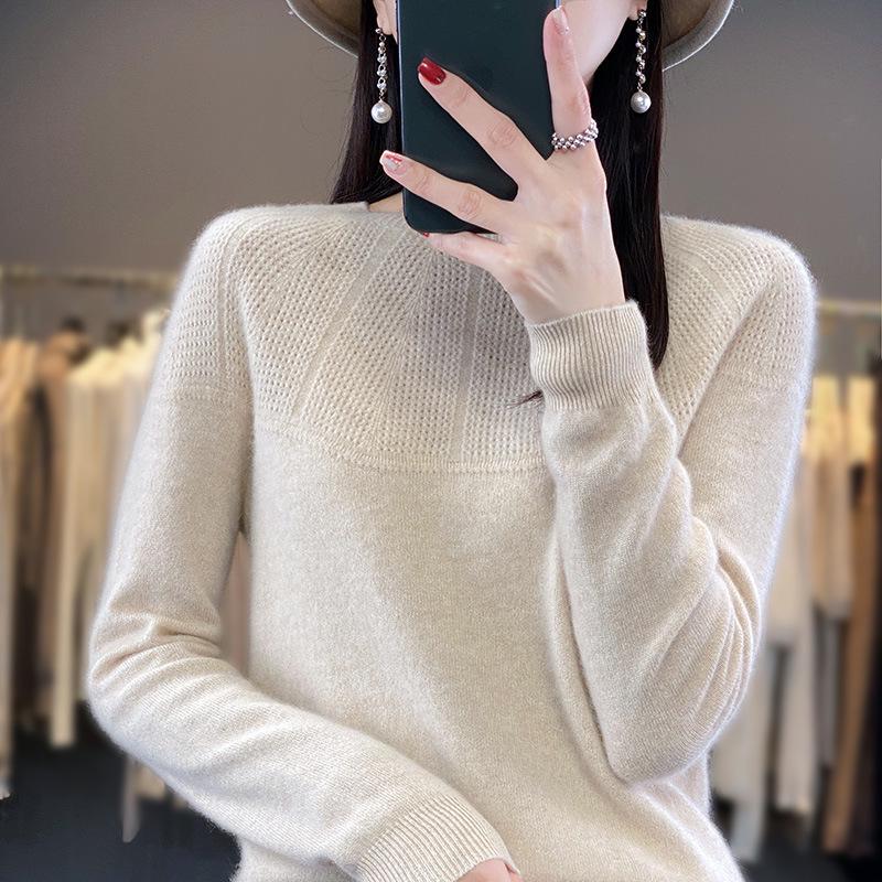 2023 Autumn/Winter Knit Round Neck Solid Color Versatile Pullover Sweater