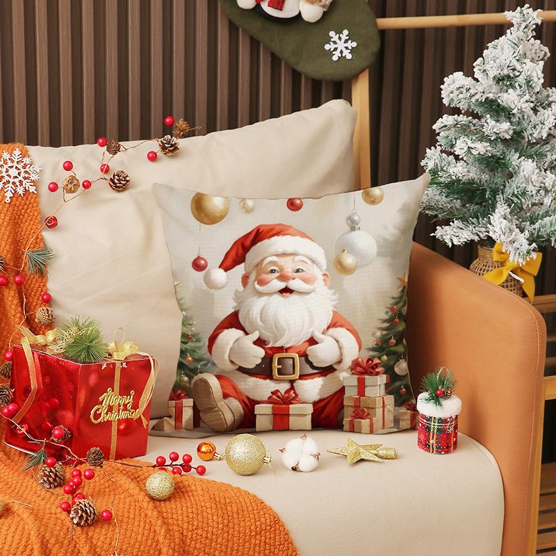 

Мультяшный снеговик, принт, наволочка, рождественское украшение, пряничный человечек, милая подушка, подушка для гостиной, чехол для подушки на диван 45X45cm (pillowcase only)