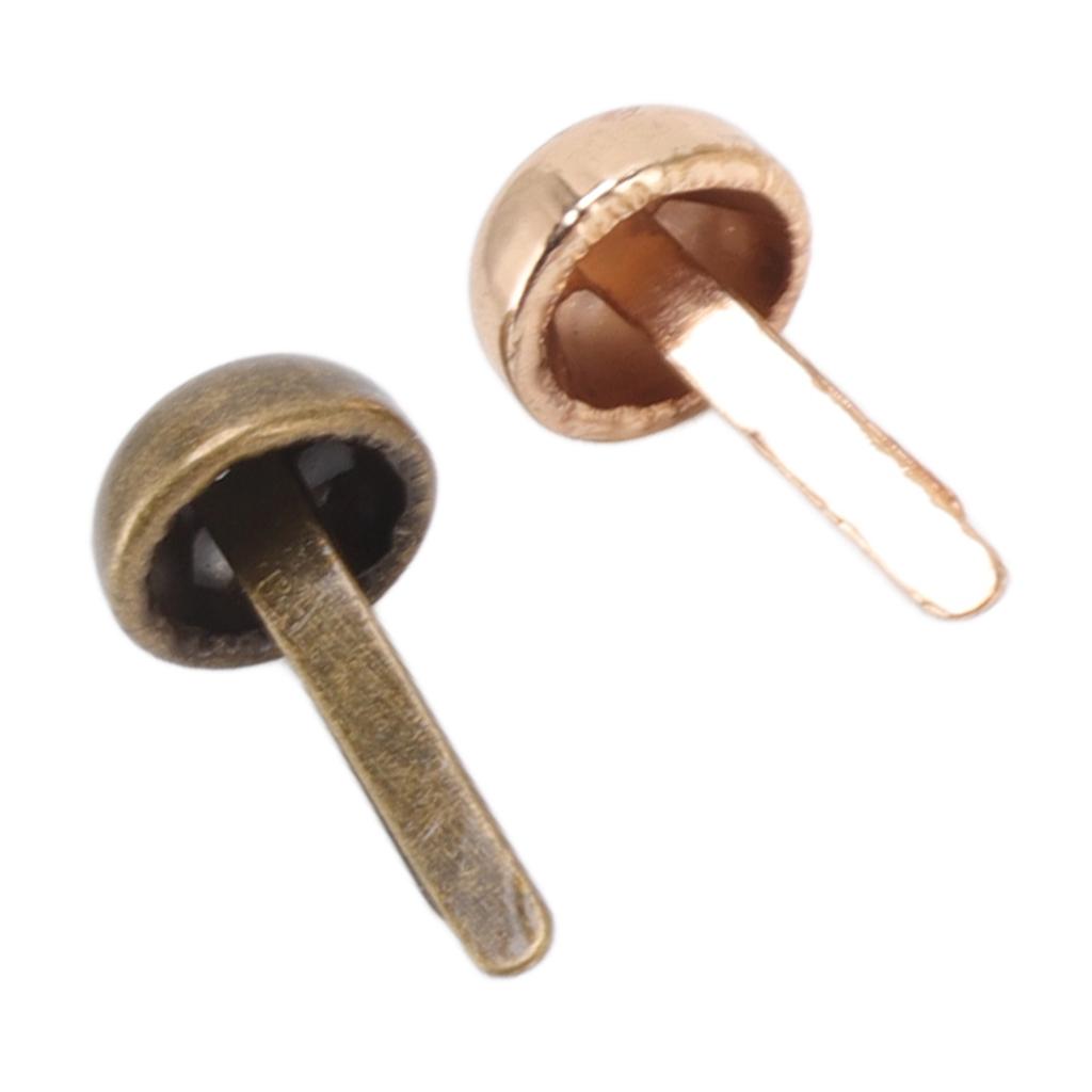 200pcs Mini Brads 8mm Round Head DIY Handcraft Electroplating Process Light Gold Bronze Brass Fasteners for Punk Box