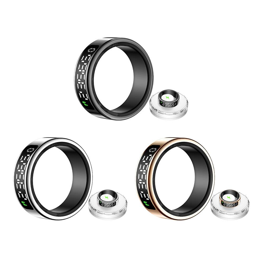 Smart Ring with Heart Rate Blood Oxygen Sleep Monitoring Health Tracker with Display Screen Fitness Tracker Ring Health Monitor