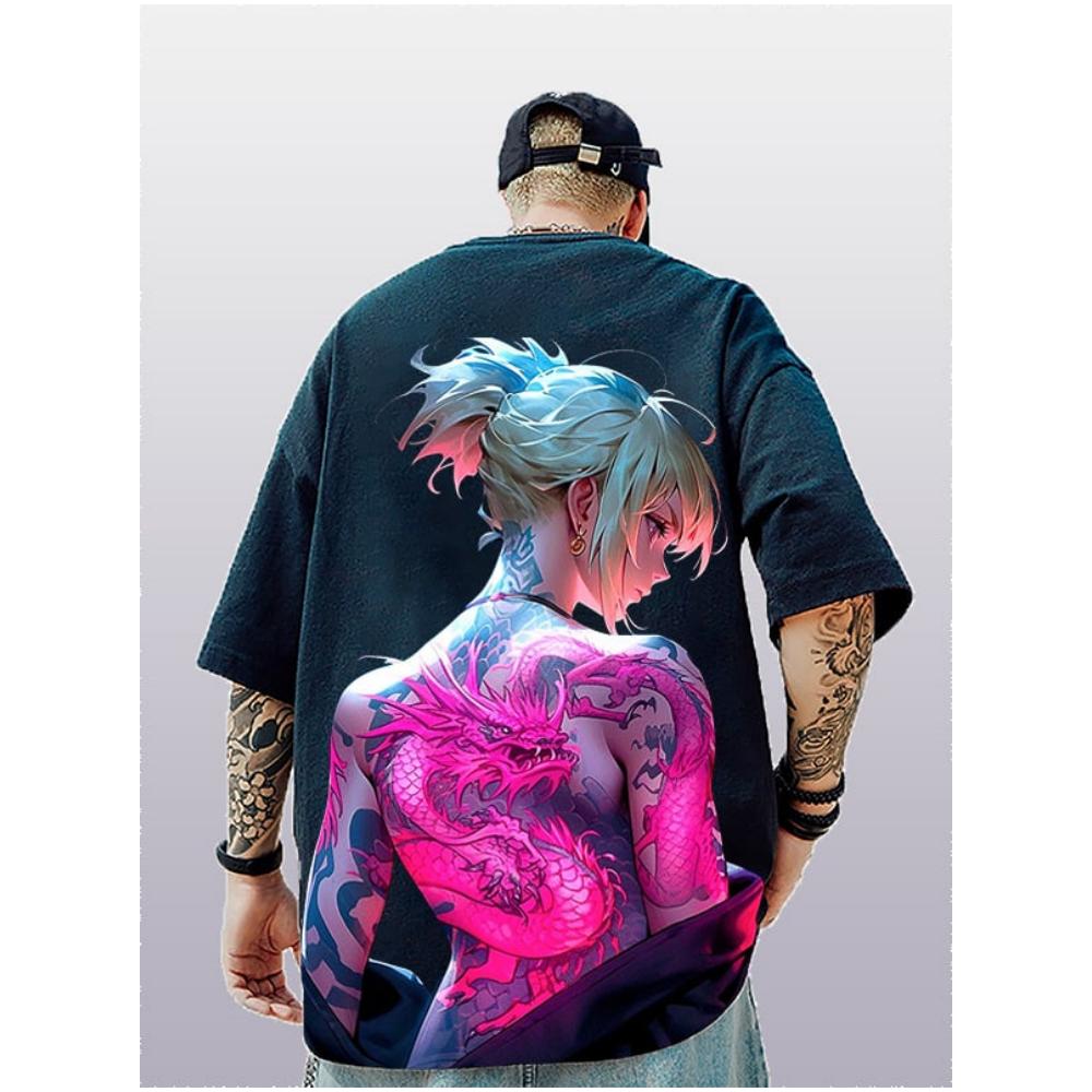 New Anime Pattern Printing Men's T-Shirt Tops Summer T Shirt Short Sleeved Clothing Loose Oversized Casual Street Tees Men Tops