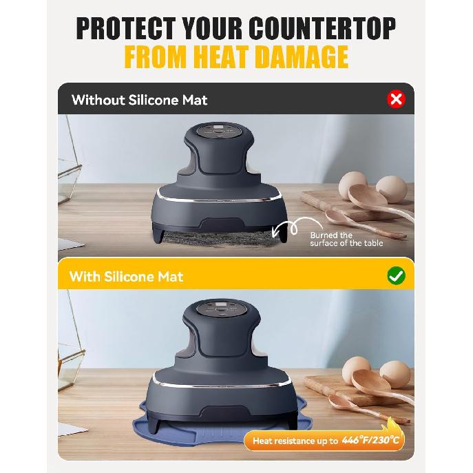 Silicone Heat-Resistant Mat for Ninja Crispi Glass Air Fryer | Reble Fireproof Heat Resistance Hot Pad | Anti-Slip Kitchen Countertop Protector |