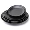 Round Melamine Plate Cover Rice Plate Thread Plastic Plate Japanese Porcelain Like Frosted Black Buffet  Pot Tableware-A