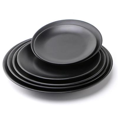 Okrągła melaminowa pokrywka na talerz Talerz na ryż Gwintowany talerz plastikowy Japońska porcelana jak Matowa czerń Bufet Garnek Zastawa stołowa-A