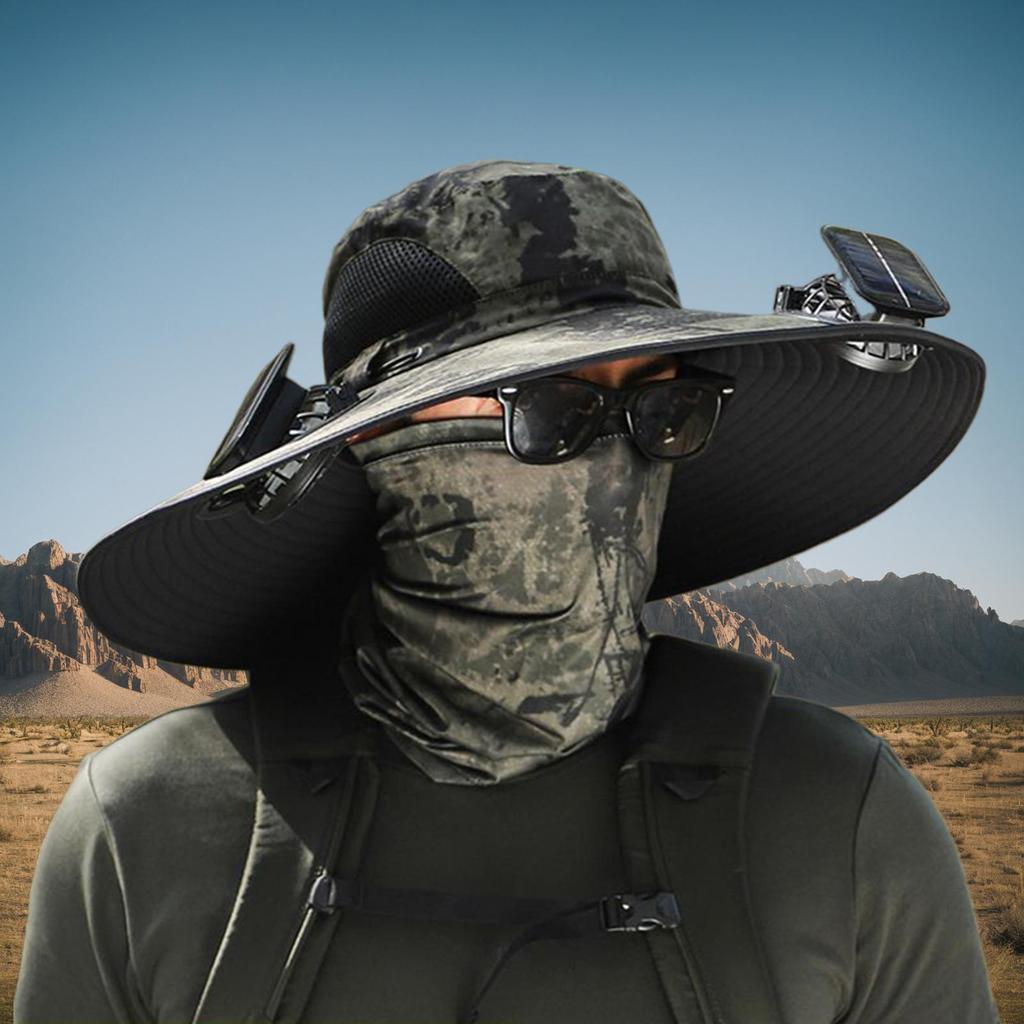 Fan Hat UV Protection Outdoor Fishing Hat With Solar Fan UV Protection Rechargeable Visor Breathable Portable Fishing