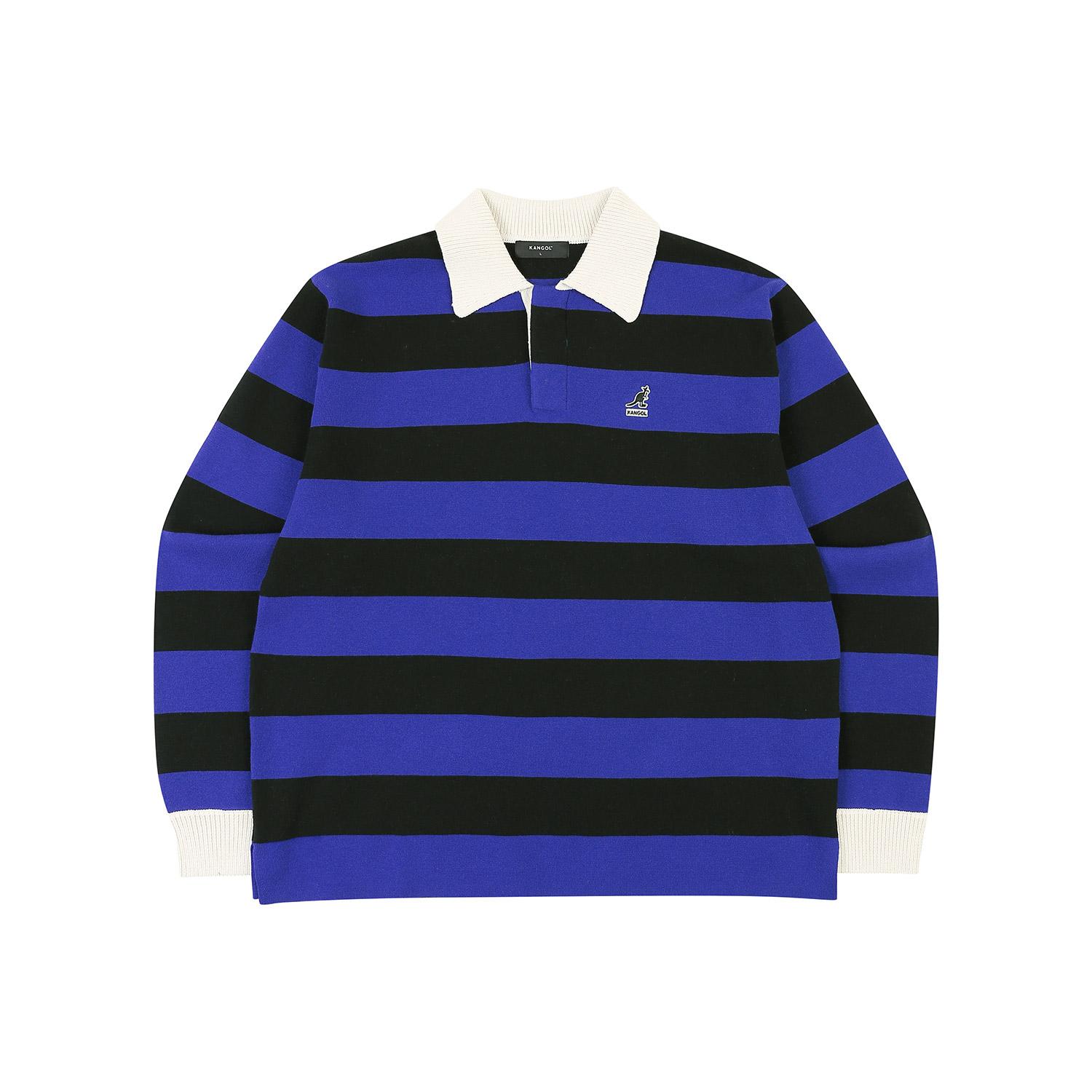 Kangol Вязаный джемпер в полоску с открытым воротником 1881 Синий Blue/M