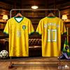 2026 Uomo Neymar Jr 10 Brasile Maglia da Calcio Classica Gialla Verde Stampata Manica Corta Maglietta da Calcio Poliestere Abbigliamento Sportivo per Tifosi