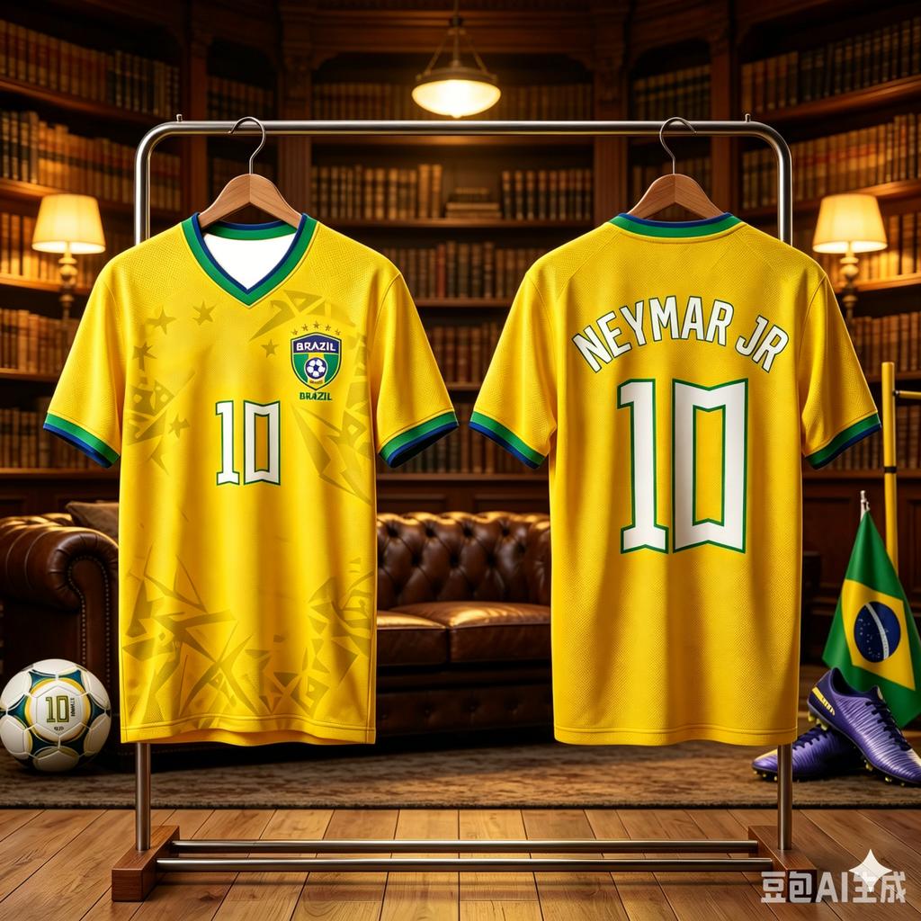 2026 Uomo Neymar Jr 10 Brasile Maglia da Calcio Classica Gialla Verde Stampata Manica Corta Maglietta da Calcio Poliestere Abbigliamento Sportivo per Tifosi