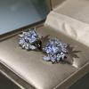 Aaa Zircon Women'S Stud Earrings Anti-Fall Ear Clips Flower Earrings Temperament Women'S Clothing Versatile Accessories