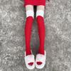 Classical Holiday Themed Cosplay Christmas Thigh High Long Socks for Women Plush Top Patchwork Over the Knee Stockings