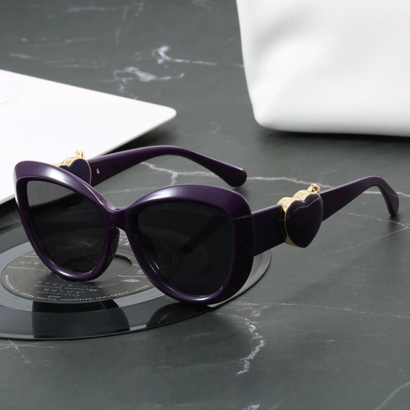Fashion Oversized Cat Eye Sunglasses Women Men  Luxury Brand Designer Love Heart Frame Gradient Lens Sexy Sun Glasses for Ladies