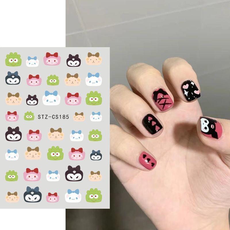 Nail Art Stickers, Cartoon Cute Pet Kitten Cat Expression Cat Paw Adhesive Nail Stickers