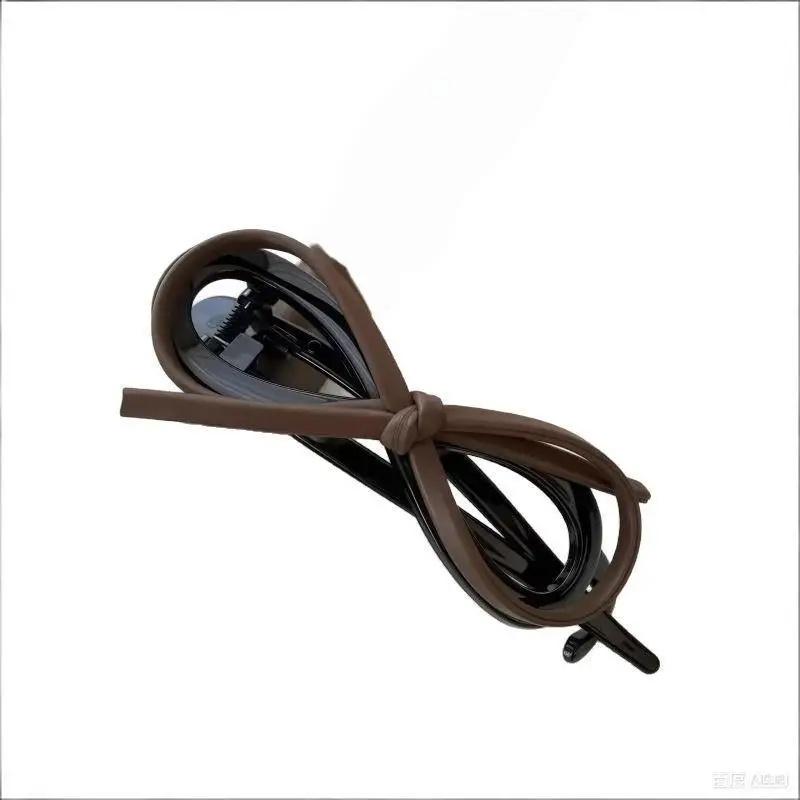 Elegant Leather Bow Twist Hairpin for Women Girls, Sweet Fashion Barrette Hair Clip Hairgrip Ornament