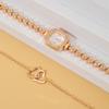 Ladies Trendy Small Sugar Cube Bracelet Watch, Light Luxury Rose Gold Gypsy Star Diamond Set Love Bracelet Set