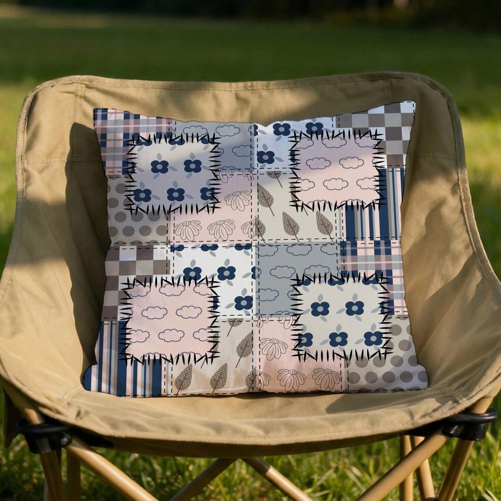 Colorful Patchwork Pattern Cushion Cover Soft Reversible  Durable Pillow Cover  MultiScene Use for Home  Car Daily Comfort