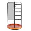 Rotating Jewelry Stand Iron Pine Wood Base Earring Display Holder for Necklace Bracelet Watch Black