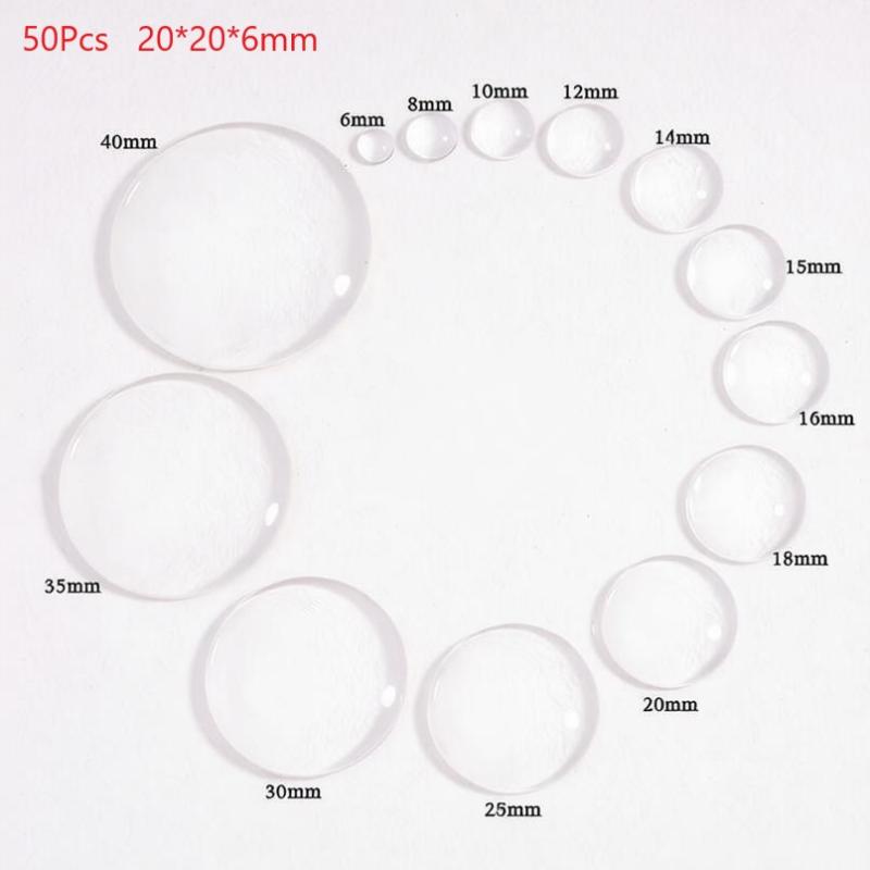Clear Transparent Round Glass Cabochon 10/50 Pcs 6-40mm Flat Back for Scrapbooking Jewelry Making Craft Supplies