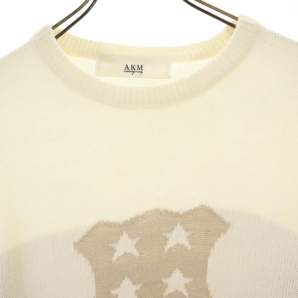 AKM Long sleeve sweater L white knit Men's Used