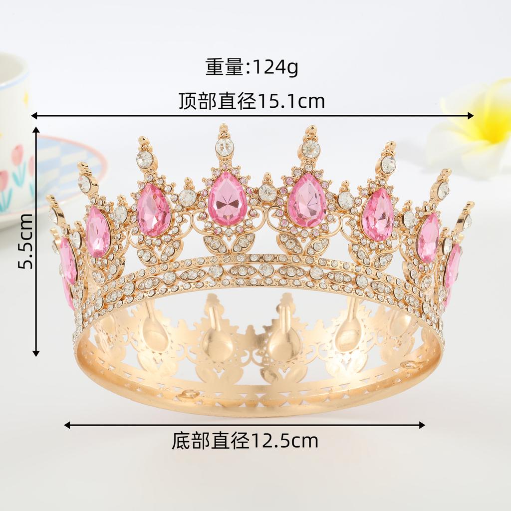 Luxury New Arrival Birthday Party Bridal Performance Crown Princess High-end Wedding Bride Headpiece Round Crown Tiara