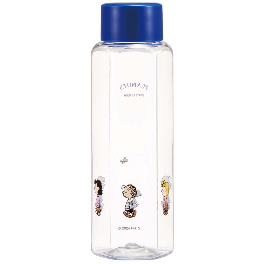 Skater Easy-to-Grip Hexagonal Plastic Water Bottle, 350ml, Blow-Drop Design, for Adults and Kids, Direct Drinking, Transparent, Snoopy Design,