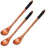 3Pcs Eating Wooden Spoon Long Handle Milk Stirring Spoon High Quality Coffee Teaspoon  Rice
