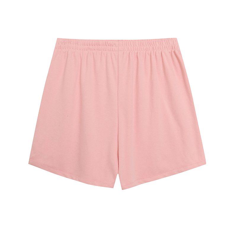 

Export Multicolor Minimalism Easiest for Match Pure Color with Pockets Casual Shorts Elastic Waist Drawstring Sports Pants Hot Pants Pink L