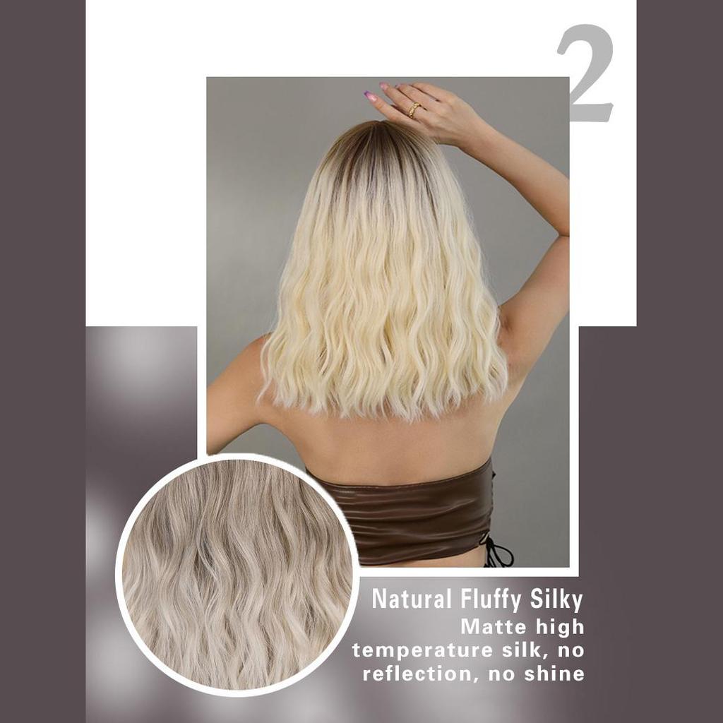 Women's 43cm Wig Simulated Hair Long Curly Hair Platinum Hair Rose Hair Net Full Head Cover Headwear Beauty Decoration Wig