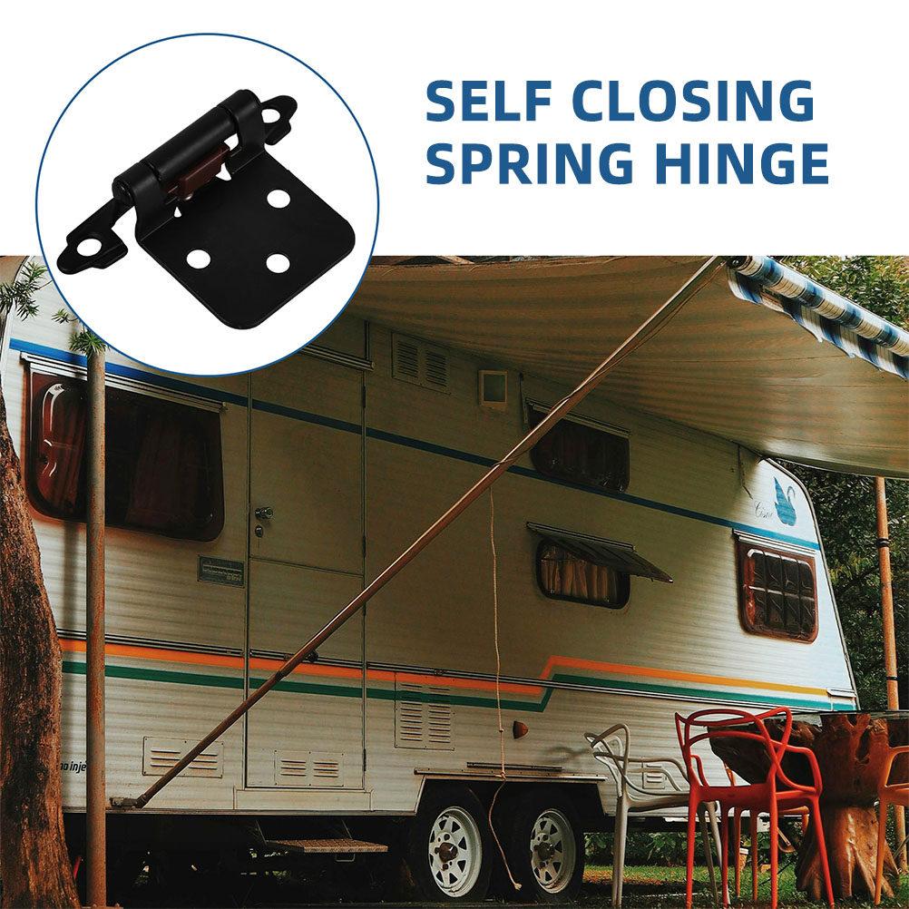 5pcs self-closing Spring Hinges For RV Cabinets semi-concealed Cover Plate Auto Close Hinge For RV Cabinets Camper Doors Closer