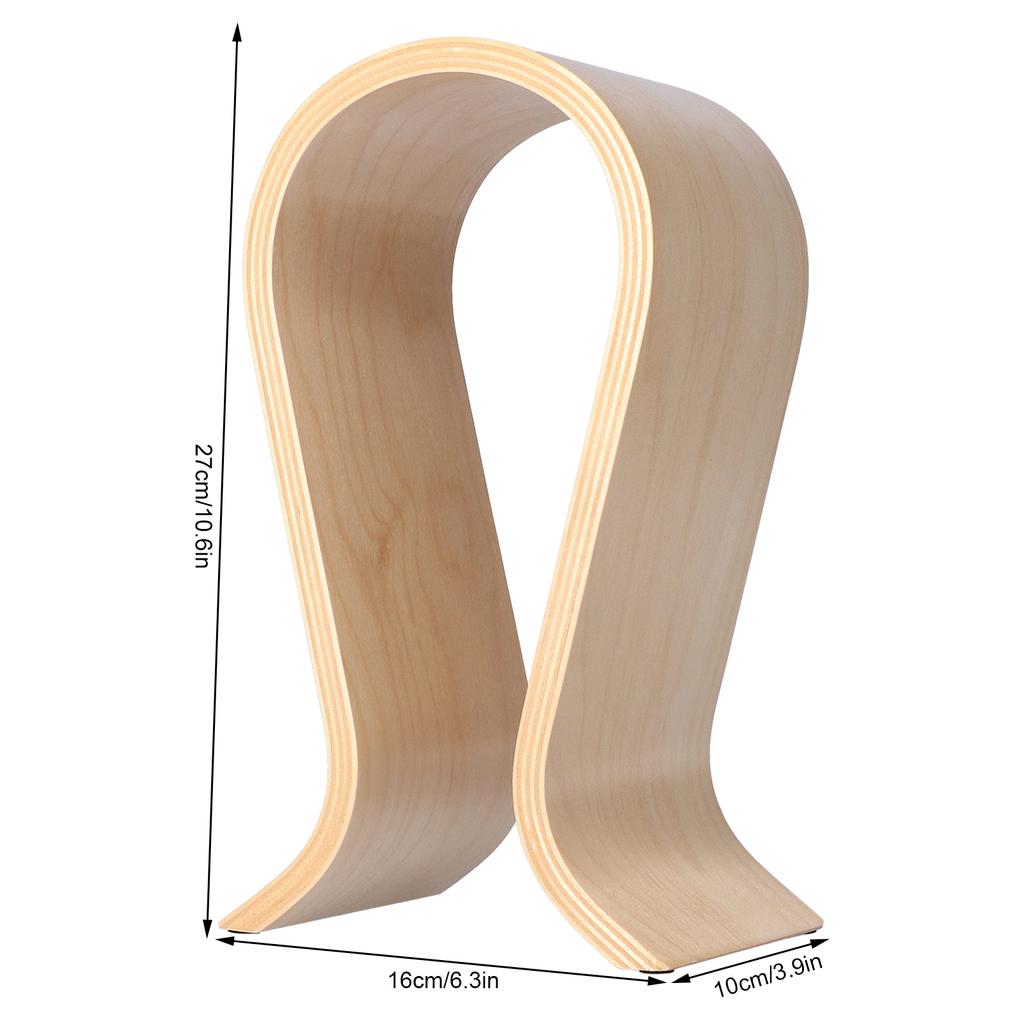 Earphone Hanger U Shape Simple Wooden Stable Arch Headphone Stand with Rubber Feet for Office Studio Bedroom Desktop