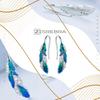 Earrings Colorful Feather S925 Peacock Zircons Feathers Crystals Bird
