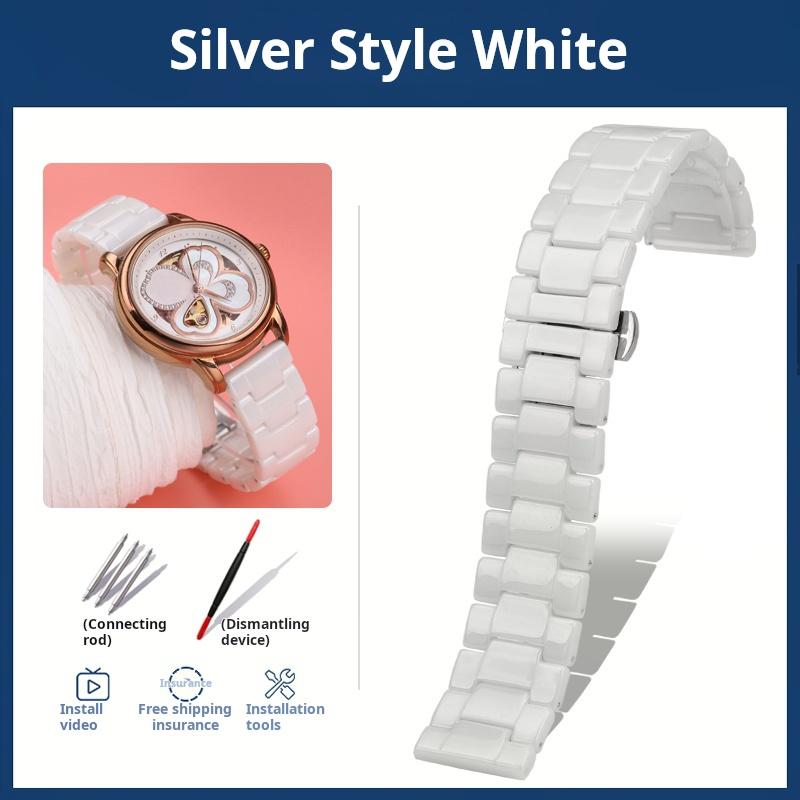 

For Tissot Casio Huawei GT4 GT5 ceramic Stainless steel watch strap 14mm 15mm 16mm 18m Watchband Rose gold wristband Accessories 14mm width