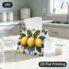 1pc Tissue Box, Mediterranean Lemon Floral Fresh Pattern, 2D Flat Printing, Multi-Use, Washable, Napkin Holder, for Social Clubs