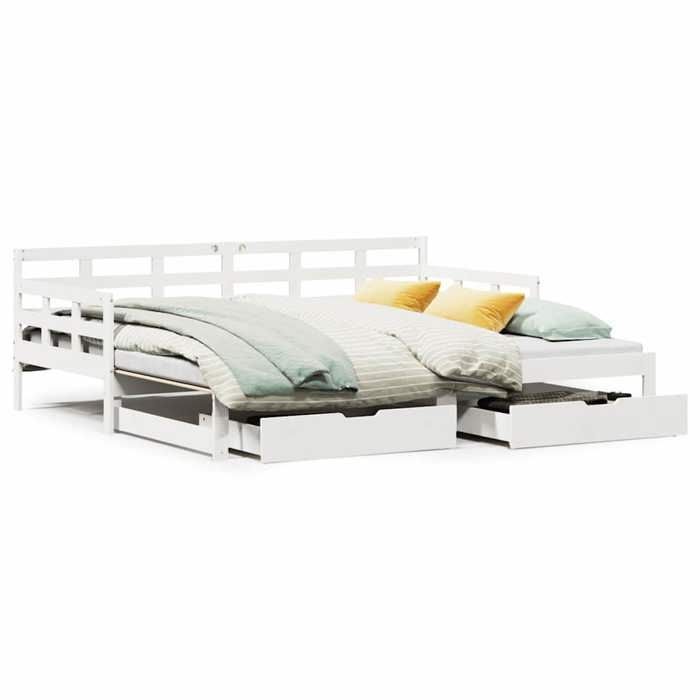 VidaXL Lit de jour et lit gigogne et tiroirs 80x200 cm bois pin massif, canapé-lit, lit d'invité, lit de jour en bois, lit 3302258