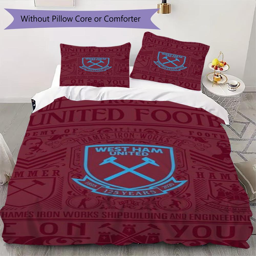 

West Ham United FC Pattern Bedding uilt Set uilt Cover Pillowcase Home Decoration Birthday Gift (1 * duvet cover + 2 * pillowcase without core)246 135x200cm