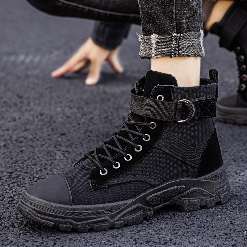 Men Boots 2024 Outdoor Fashion Canvas High Top Shoes Men Casual Shoes Ankle Boots Black Chelsea Boots Zapatos De Hombre