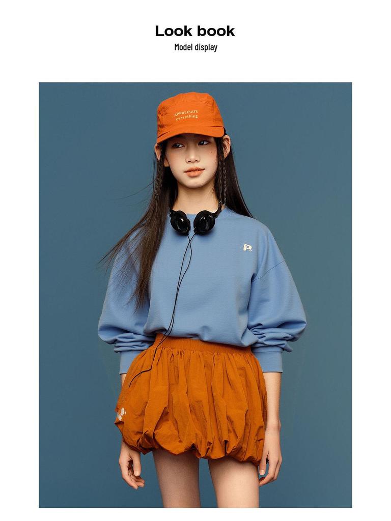 Tao Town Girls' Long-Sleeve Fashionable Loose Top - Versatile Spring/Autumn 2025