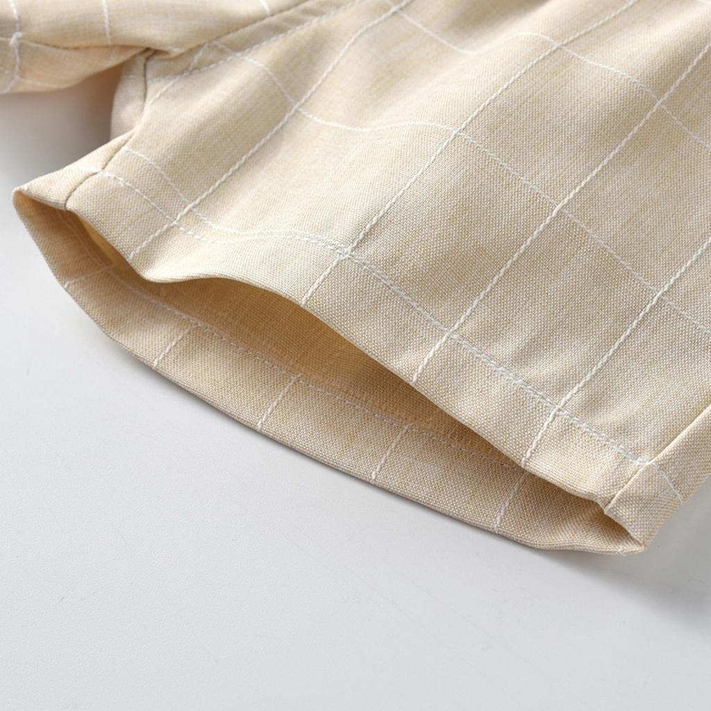 European Striped Short Sleeve Shirt and Bowtie Set for Men