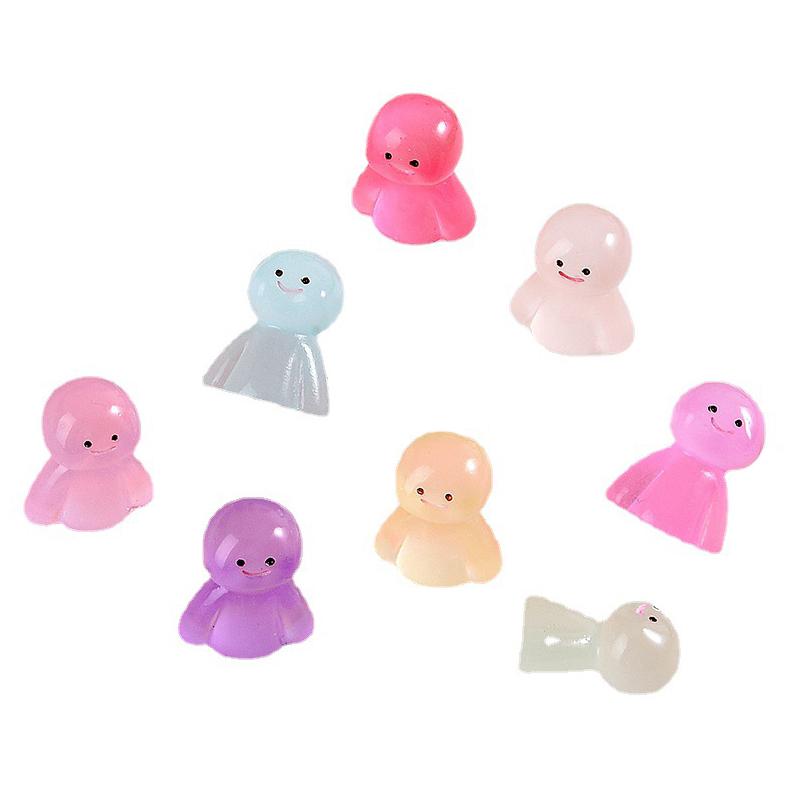 10Pcs Luminous Resin Doll Glow In The Dark Miniature Ornament For Diy Garden
