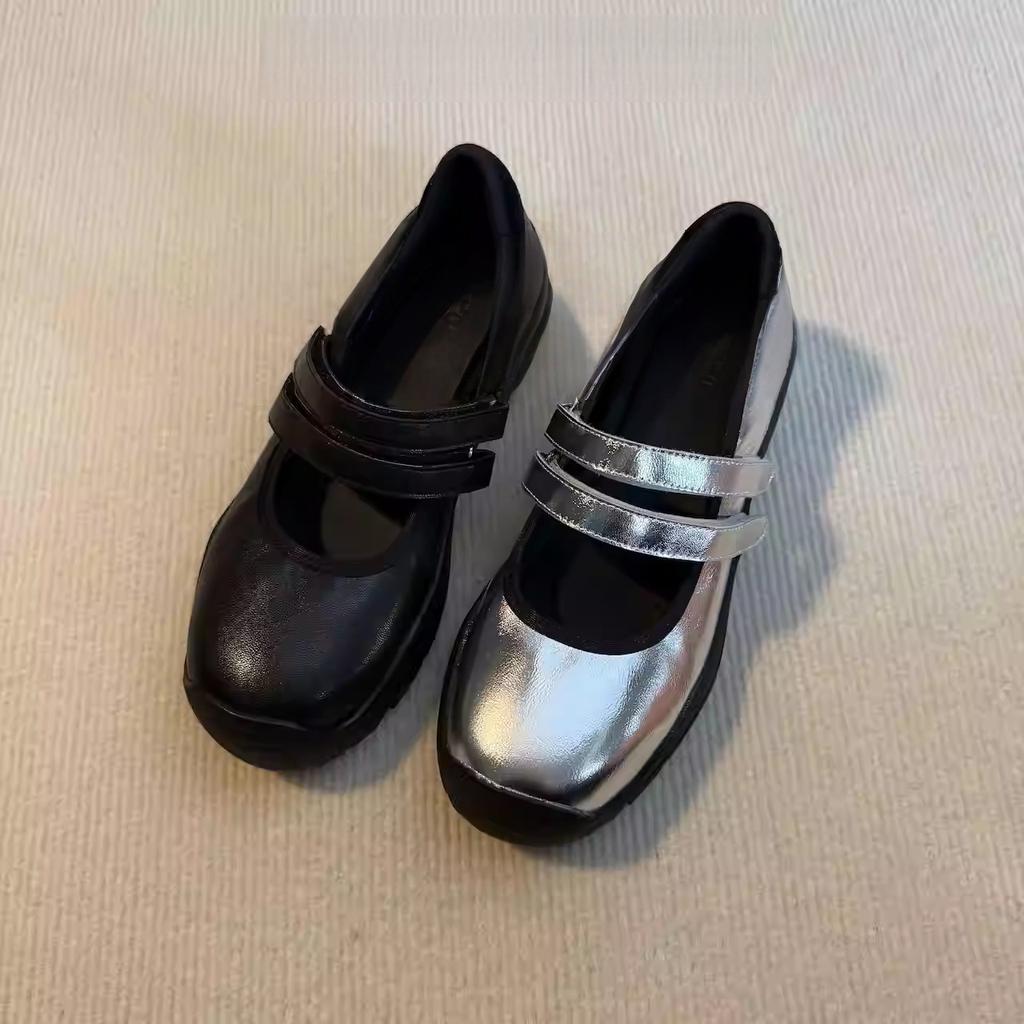 Doppelgürtel Klettverschluss weiche Sohle weiche Oberfläche leichte Sportsohle Freizeitschuhe | runde Spitze dicke Sohle lässig vielseitig leichter Einstieg Einzelschuhe