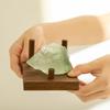 Natural Wooden Display Stand With 3 Peg Rock Holder Square Base For Home Decors And Collectibles Minerals Agates Holder