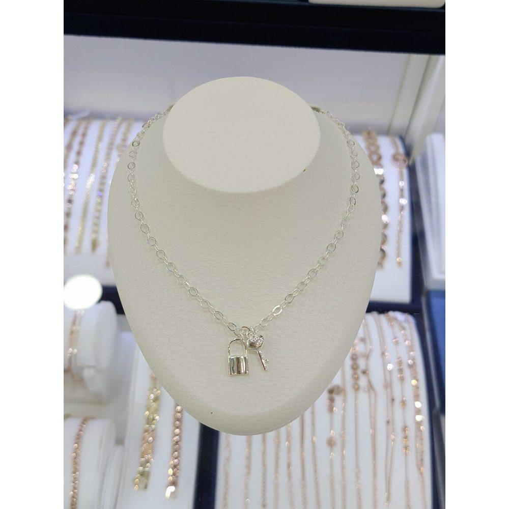 Sterling Silver/92.5 Silver Padlock Heart Key Pendant Necklace 12Sshsa-1189