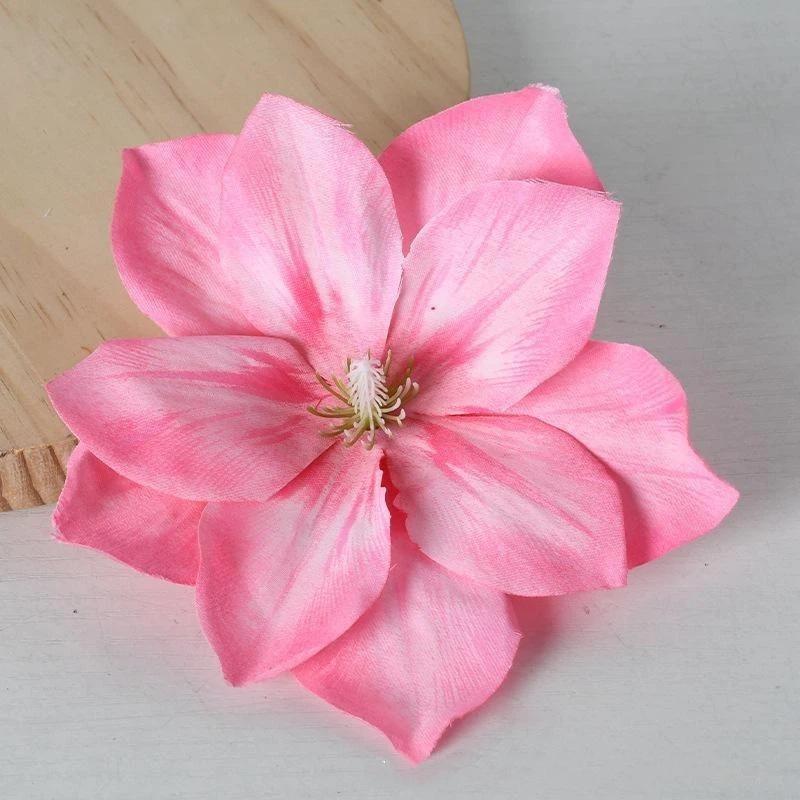 5 Pcs Artificial Flower Diy Flower Craft Artificial Lotus Flower Heads Small Realistic Clematis Blooms Diy Wedding For Home