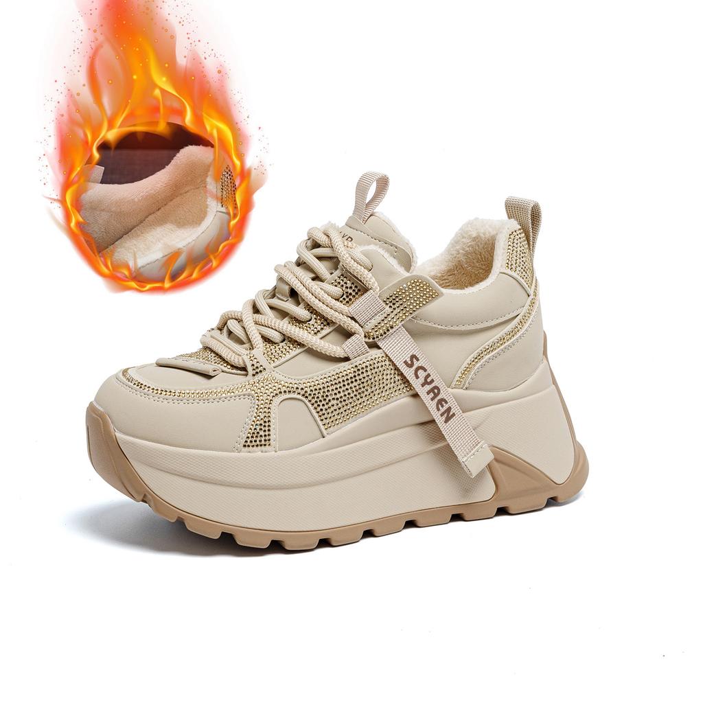 Women's shoes 2026 spring new style height increasing fashionable casual board shoes thick soled dad shoes women