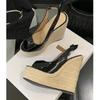 Fashion Summer Fashion Platforms Sandals High Quality Patent Leather Wedges Heels Women's Shoes Open Toe Buckle Strap Party Ladies Shoes