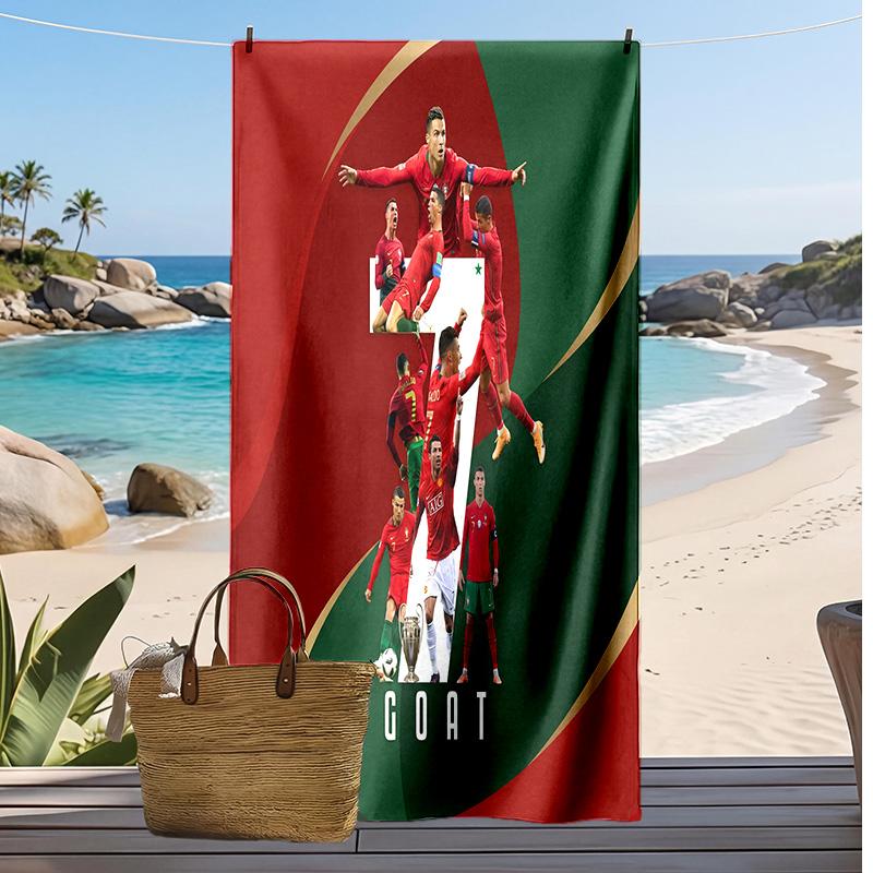 Portugal Fußball Print Strandtuch Schnelltrocknend Super Saugfähig Weiches Badetuch für Schwimmen Strand Reisen Fan Souvenir Geschenk
