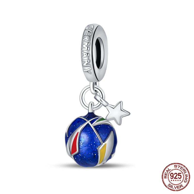 100% Copper I Love Soccer Series Lucky Football Trophy Charms Beads Fit Qikaola Original Bracelets Fine Diy Jewelry