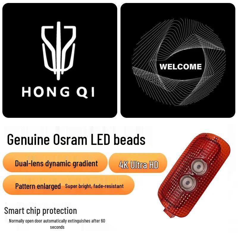 Dynamic Welcome Light for 2023-2025 Hongqi H5/H6/H7 Car Door Projection Interior Decoration