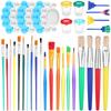 34Pcs Kids Painting Brushes Set Spill-Proof Paint Cups With Lid Paint Brushes Palette Tray Brush Ideal For Watercolour School Pr