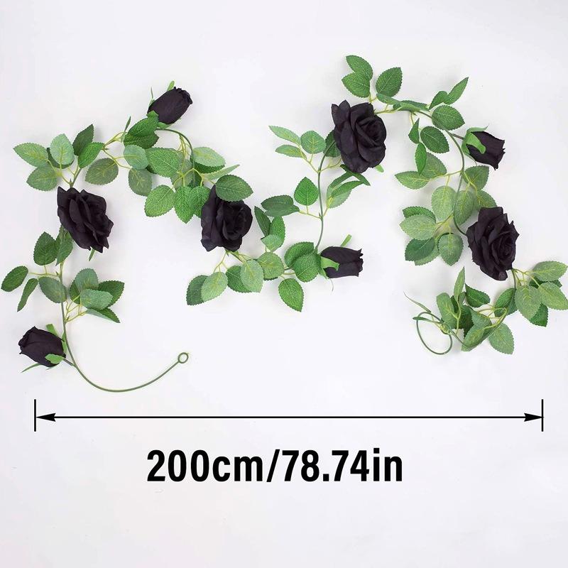 

Artificial Black Rose Vines, Halloween Home, Outdoor Wedding, Green Plants, Festival Decorations 1pc чёрный